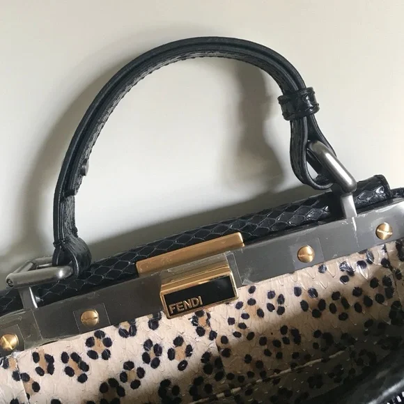 New Fendi beaded Python peekaboo crossbody bag - Picture 3 of 16